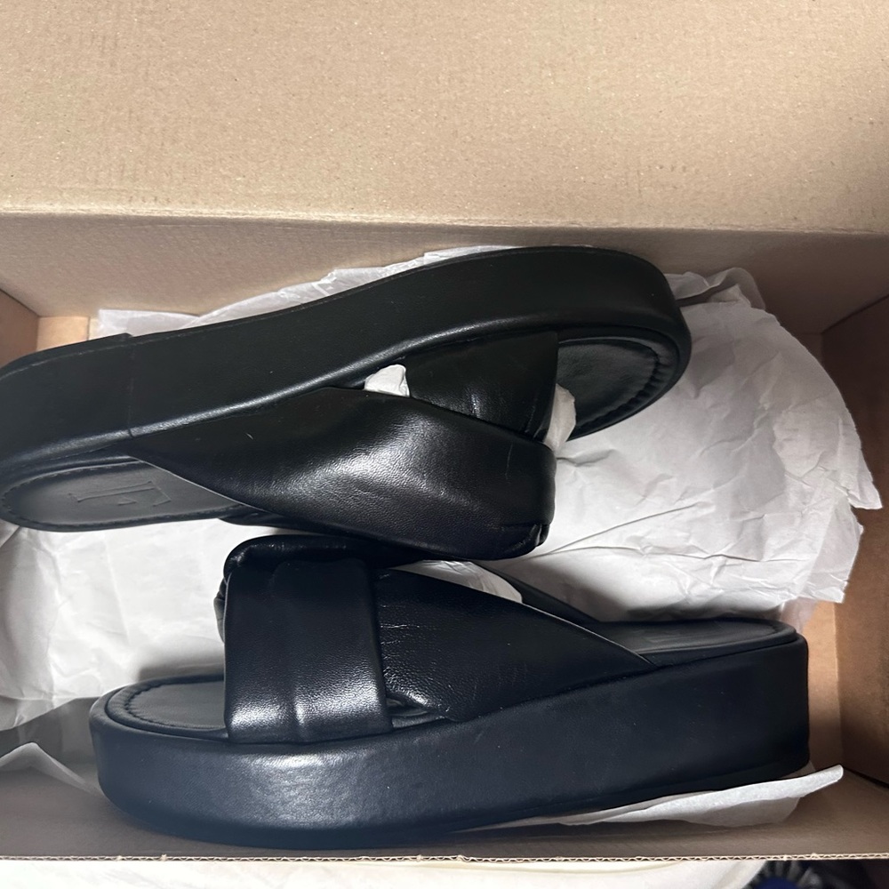 FLATTERED Black Leather Henny Platform Sandals 🖤